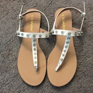 White studded sandals